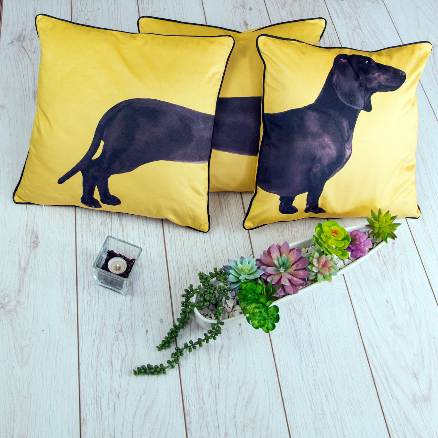 Set of Three Dachshund Cushions