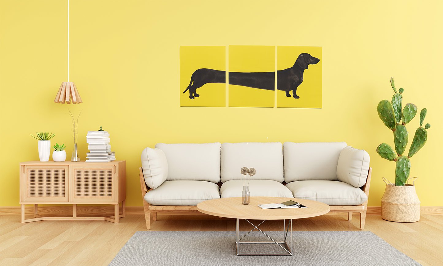 Set of Three Dachshund Canvas Wall Art